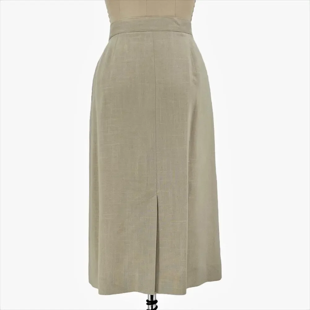 Vintage 70s/80s Jones New York Beige Linen Button Front Midi Skirt Large - Picture 5 of 10